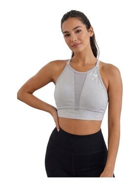 Gymshark Mesh Neckline High Impact Sports Bra Womens Estimated XS–S Grey